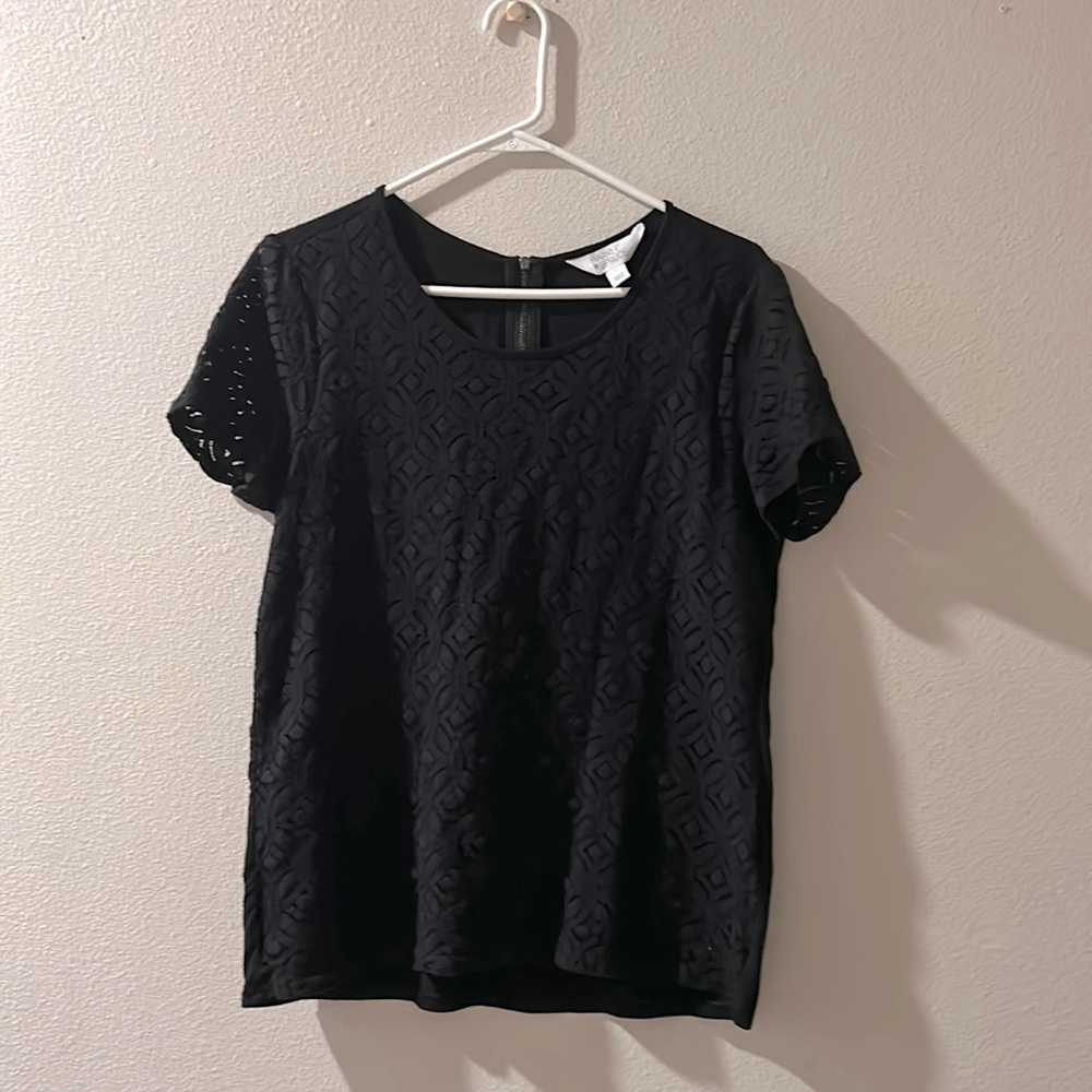 Woven geometric pattern black shirt